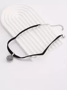 1 pieza Collar colgante minimalista y retro de moda, cuerda de terciopelo, para uso casual en fiestas y diario, disponible en color dorado y plateado