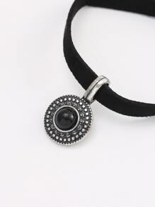 1 pieza Collar colgante minimalista y retro de moda, cuerda de terciopelo, para uso casual en fiestas y diario, disponible en color dorado y plateado