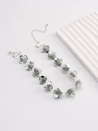 Sequin Flower Decor Choker