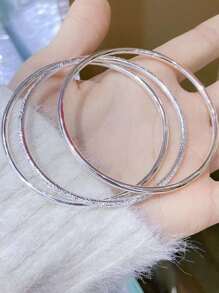 3 件时尚百搭三生三世（三生三世）极简主义三圈手链 - 銀色 - 查看 7