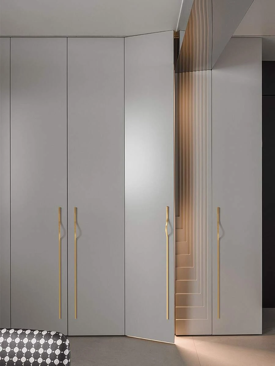 奢華金色和簡約弧形櫥櫃門把手,適用於衣櫃、抽屜和櫥櫃,1 件 - 金色 - 查看 1