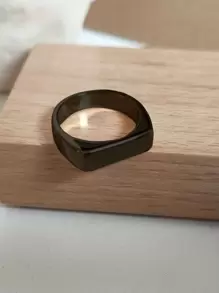 Fashionable And Popular Men's Stainless Steel Rectangle Decor Ring For Jewelry Gift And For A Stylish Look - Black - View 1