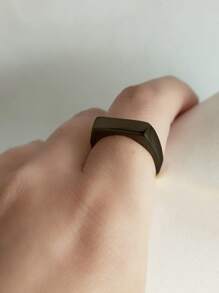 Fashionable And Popular Men's Stainless Steel Rectangle Decor Ring For Jewelry Gift And For A Stylish Look - Black - View 3