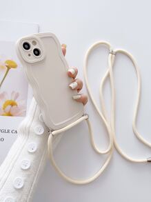 Keychain,Lanyard Crossbody Phone Case Crossbody Plain Phone Case With Lanyard Compatible With Apple IPhone 15/15Pro - Beige - View 1