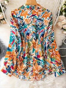 SHEIN Clasi 大碼滿版印花鈕扣襯衫 - 彩色 - 查看 2