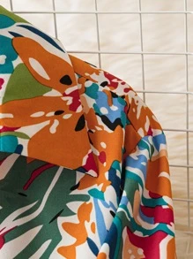 SHEIN Clasi 大碼滿版印花鈕扣襯衫 - 彩色 - 查看 4