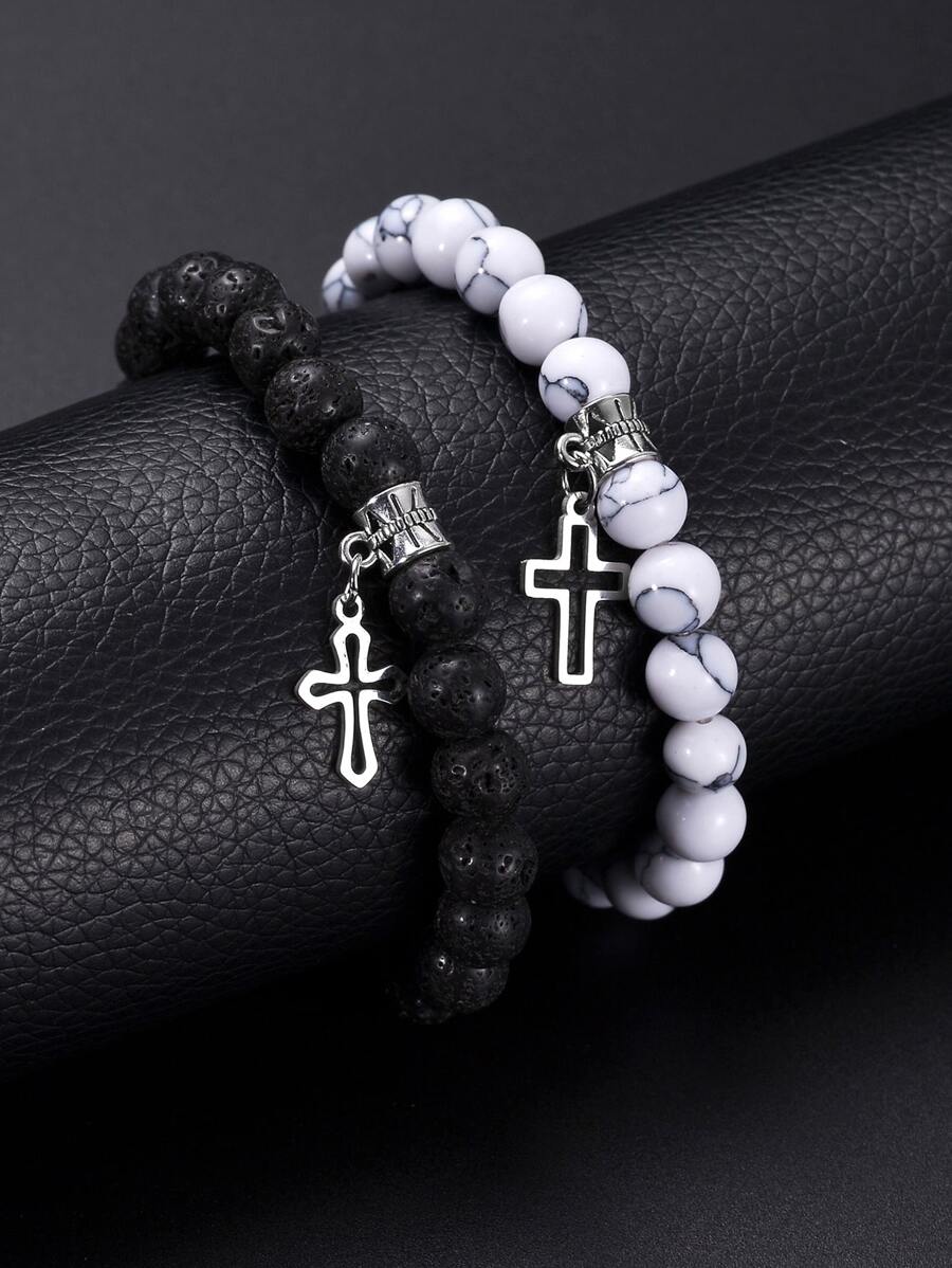 Bộ 2 chiếc/Bộ vòng tay hạt thánh giá cho cặp đôi - Nhiều màu - Xem 1