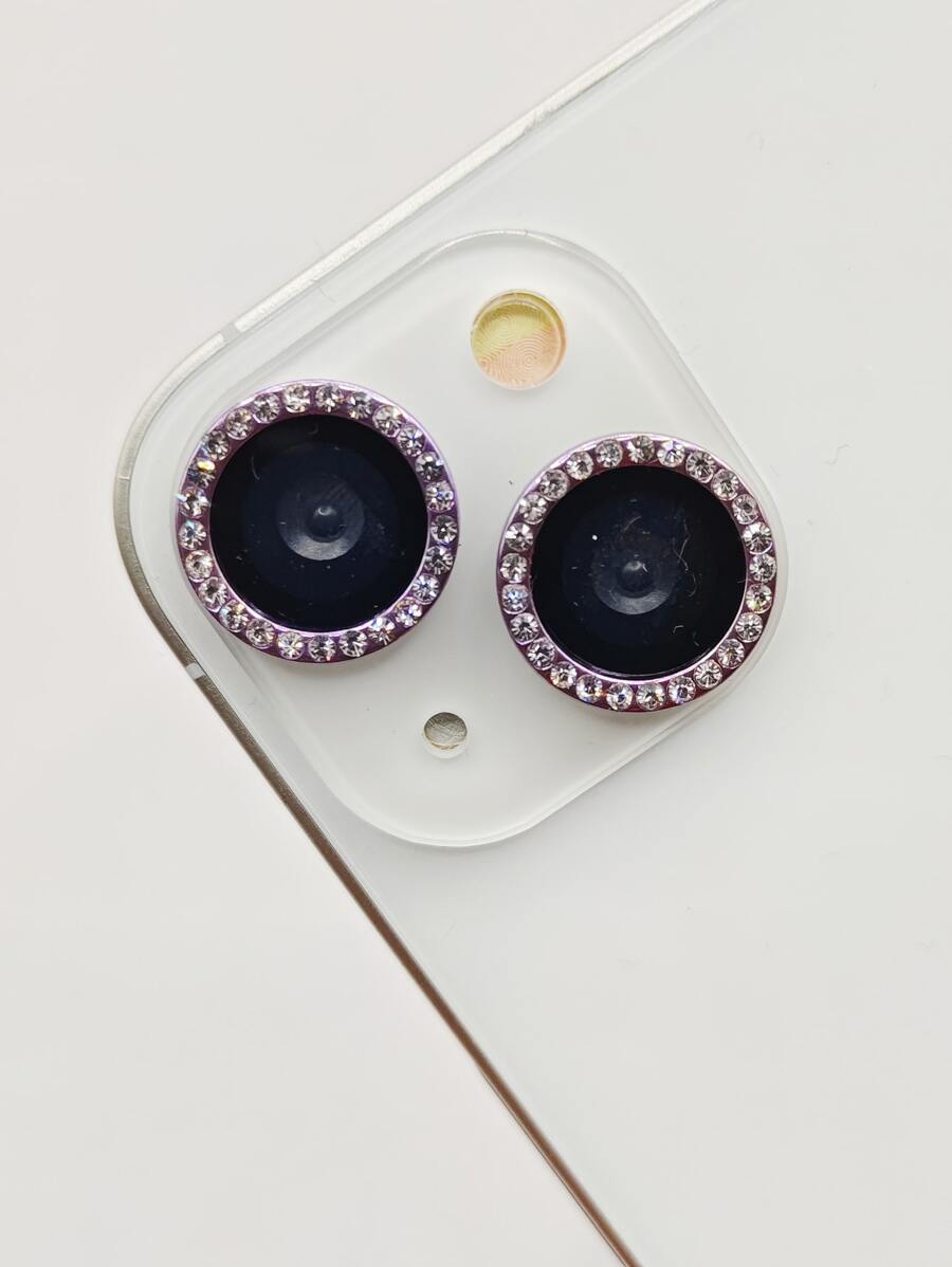 2入組蘋果型鷹眼石頭帶水鑽 - 紫色 - 查看 1