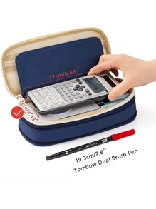 1入組可擴展鉛筆盒帶隔層，大容量鉛筆盒鉛筆袋袋，便攜式鉛筆盒大型學校文具收納袋，化妝化妝包 - 藏蓝色 - 查看 4