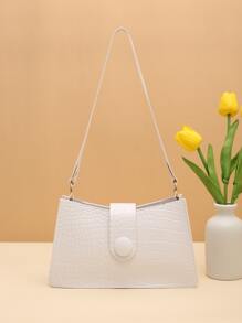 Bolso baguette con cocodrilo en relieve - Blanco - Ver 1