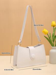 Bolso baguette con cocodrilo en relieve - Blanco - Ver 6