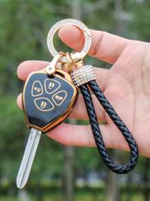1套水鑽裝飾鑰匙圈和車鑰匙殼兼容豐田,鑰匙表袋用鏈條或絲帶連接到馬甲懷錶套 - 彩色 - 查看 1