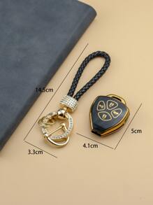 1套水鑽裝飾鑰匙圈和車鑰匙殼兼容豐田,鑰匙表袋用鏈條或絲帶連接到馬甲懷錶套 - 彩色 - 查看 4