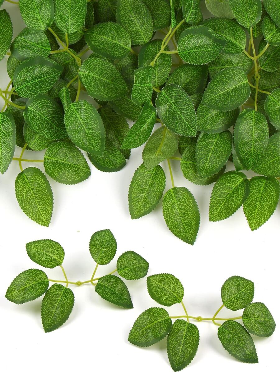 20入組/套塑料人造樹葉派對用綠色假植物 - 綠色 - 查看 1