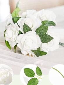 20入組/套塑料人造樹葉派對用綠色假植物 - 綠色 - 查看 2