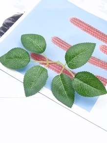 20入組/套塑料人造樹葉派對用綠色假植物 - 綠色 - 查看 3