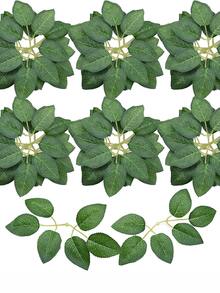 20入組/套塑料人造樹葉派對用綠色假植物 - 綠色 - 查看 6