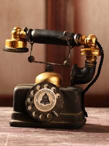 1 chiếc điện thoại trang trí bằng Polyresin, điện thoại trang trí phong cách cổ điển cho gia đình, quán bar làm quà tặng tốt nhất - màu đen - Xem 1