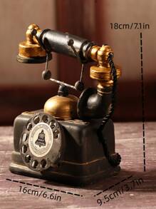 1 chiếc điện thoại trang trí bằng Polyresin, điện thoại trang trí phong cách cổ điển cho gia đình, quán bar làm quà tặng tốt nhất - màu đen - Xem 2
