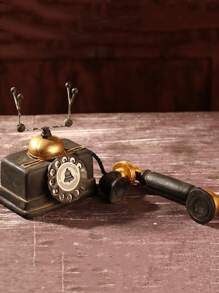 1 chiếc điện thoại trang trí bằng Polyresin, điện thoại trang trí phong cách cổ điển cho gia đình, quán bar làm quà tặng tốt nhất - màu đen - Xem 4