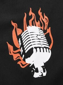 ROMWE MEN Street Life Guys Skull & Letter Graphic Straight Leg Pants - Black - View 5