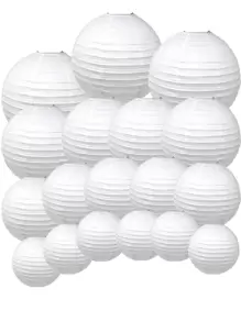 18 Chiếc Kết Hợp Kích Cỡ (4 "/6"/ 8"/10") Đèn Lồng Giấy Màu Trắng Để Trang Trí Lễ Hội Tại Nhà Đám Cưới - trắng - Xem 1