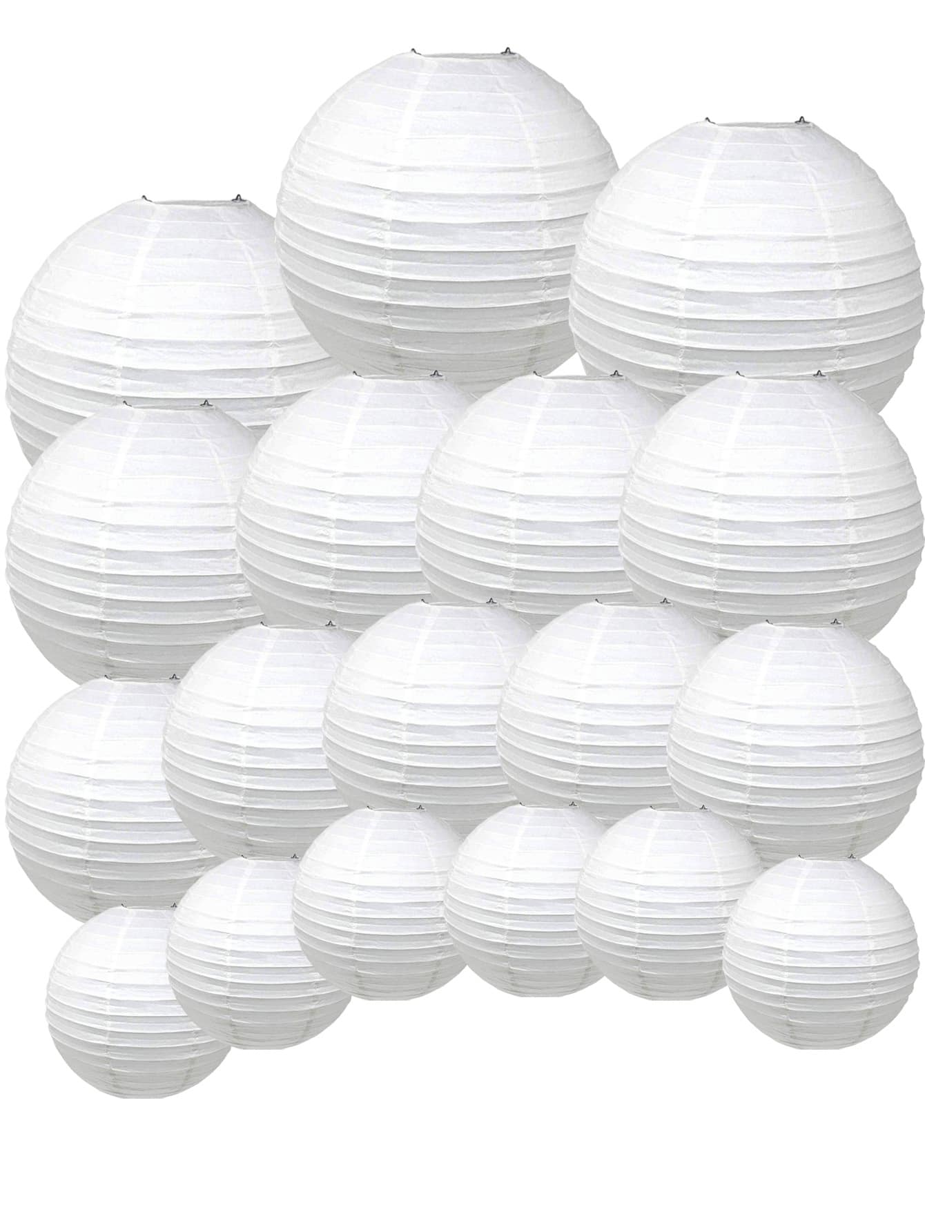 18 Chiếc Kết Hợp Kích Cỡ (4 "/6"/ 8"/10") Đèn Lồng Giấy Màu Trắng Để Trang Trí Lễ Hội Tại Nhà Đám Cưới - trắng - Xem 1