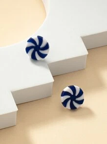 Two Tone Round Stud Earrings - Multicolor - View 3