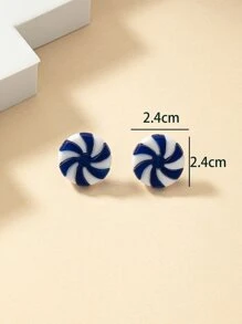 Two Tone Round Stud Earrings - Multicolor - View 4