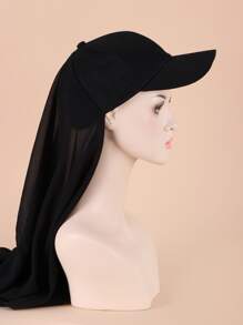 Gorra de béisbol sólida con pañuelo para el cabello y gorro para dormir - Negro - Ver 4