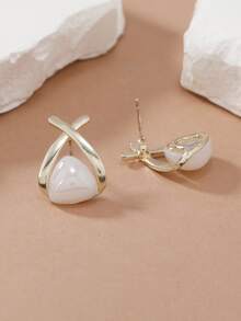 人造珍珠裝飾耳釘 - 彩色 - 查看 2