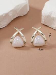 人造珍珠裝飾耳釘 - 彩色 - 查看 3