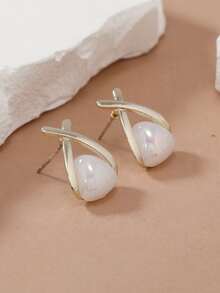 人造珍珠裝飾耳釘 - 彩色 - 查看 4