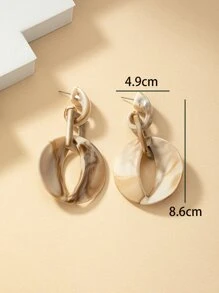 Graphic Round Drop Earrings - Khaki - View 4