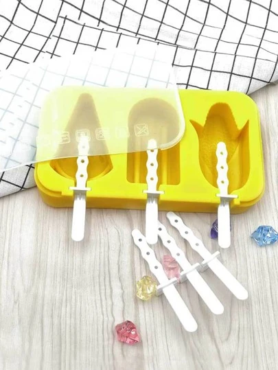 4入組/套矽膠冰棒新奇起司和玉米形狀冰棒模具