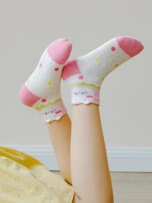Chicas 5 pares Calcetines de tripulación conejo & con patrón floral - Multicolor - View 4
