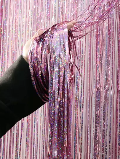 1 Stück 2M TPE Quastenvorhang, Metallic Folienvorhang für Party