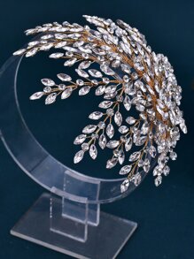 Rhinestone Decor Bridal Hair Band - Silver - View 6