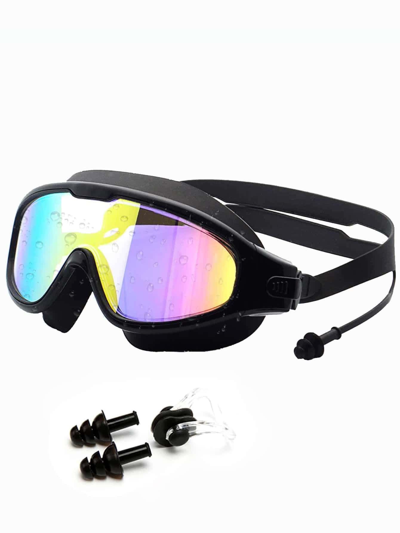 SHENYU Bộ 4 Kính bơi silicon chống sương mù & Kẹp mũi & Nút bịt tai - màu đen - Xem 1