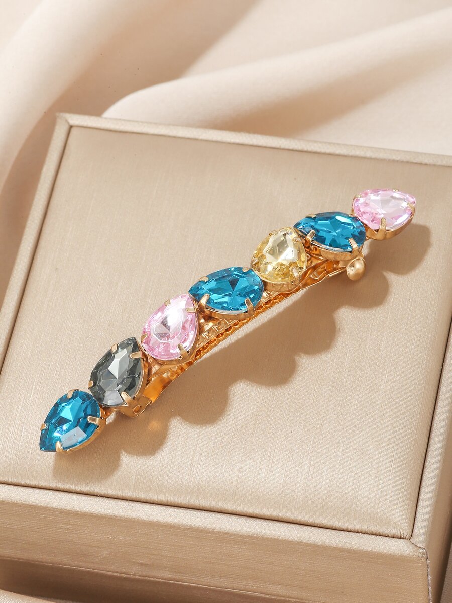 Rhinestone Water-drop Decor French Clip