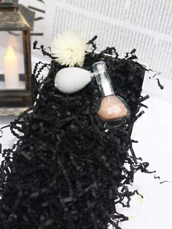 1pack Paper Gift Raffia, Black Gift Filler For Party,