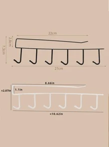 1入組鐵製6鉤儲物架衣櫃櫥櫃金屬底架馬克杯掛鉤浴室廚房收納架掛架