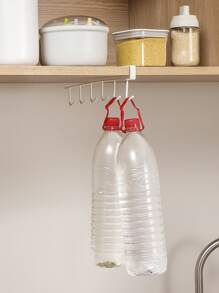 1入組鐵製6鉤儲物架衣櫃櫥櫃金屬底架馬克杯掛鉤浴室廚房收納架掛架