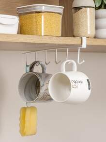 1入組鐵製6鉤儲物架衣櫃櫥櫃金屬底架馬克杯掛鉤浴室廚房收納架掛架