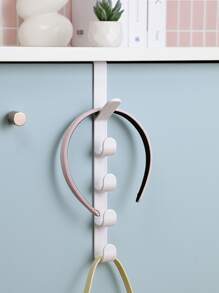 1入組門上掛鉤衣架5鉤塑料收納架用於壁櫥和门 - 白色 - 查看 4