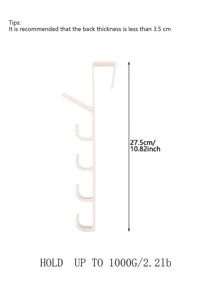 1入組門上掛鉤衣架5鉤塑料收納架用於壁櫥和门 - 白色 - 查看 5