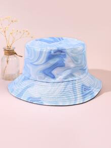 Marble Pattern Reversible Bucket Hat - Blue - View 1