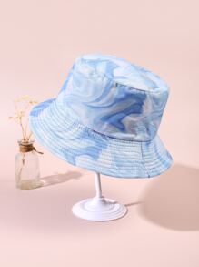Marble Pattern Reversible Bucket Hat - Blue - View 3