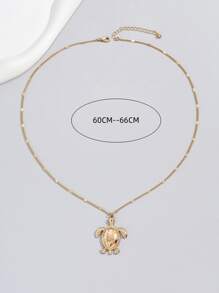 Rhinestone Decor Turtle Charm Necklace - Yellow Gold - View 5