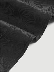 SHEIN MOD Áo sơ mi nữ Bất đối xứng Tương phản ren cắt màu trơn Gợi cảm - màu đen - Xem 4